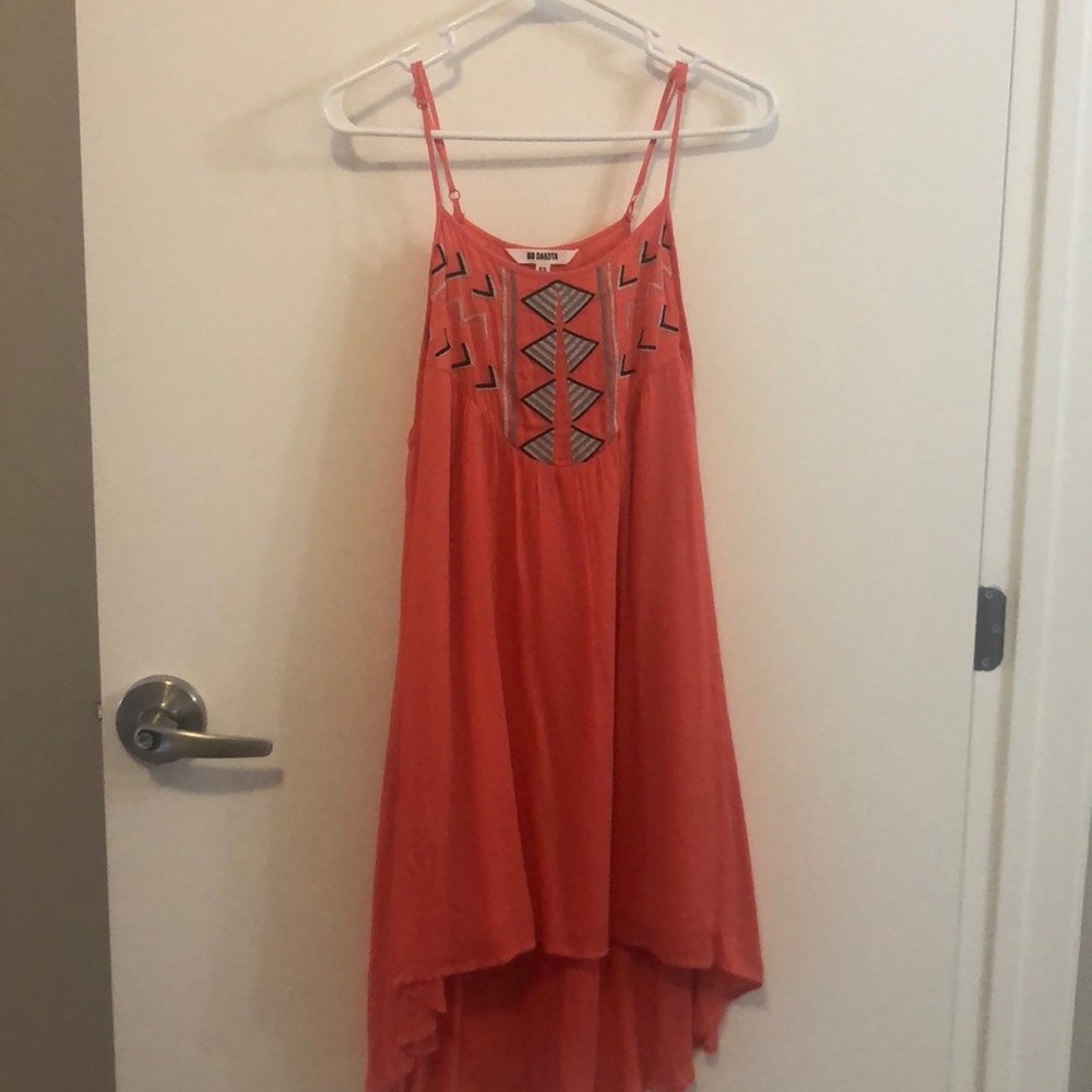 Aztec inspired high low strap dress